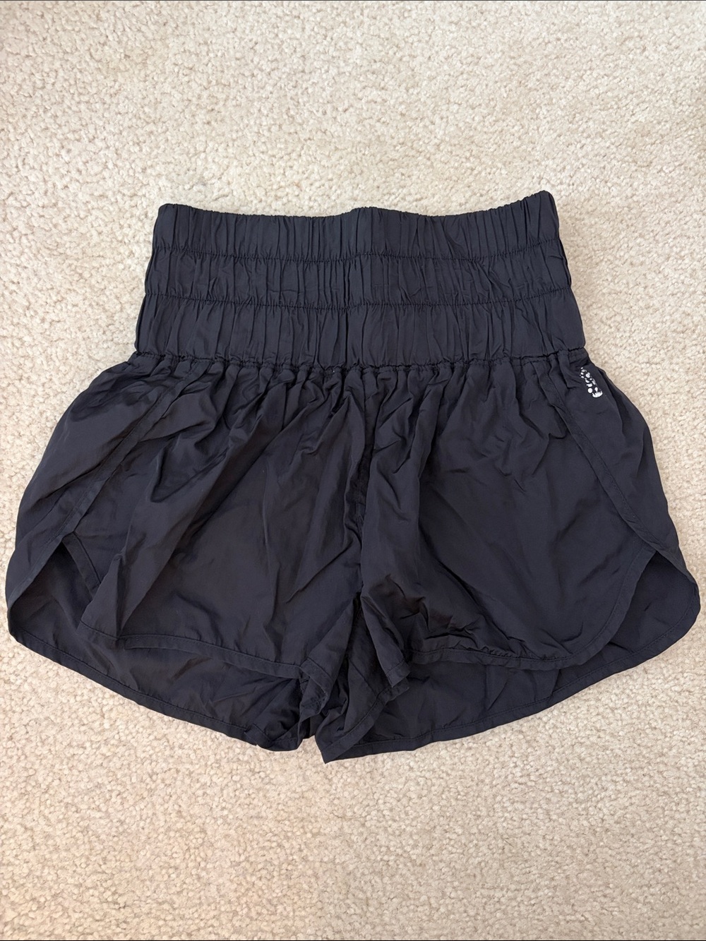 Forever 21 Black High-Waist Smocked Athletic Shorts